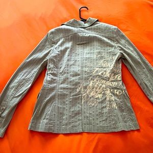 Neutral Striped blazer with Blush Screenprint Design